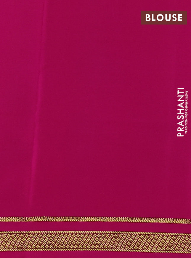 Pure mysore silk saree peacock blue and pink with allover small zari checked pattern and zari woven border