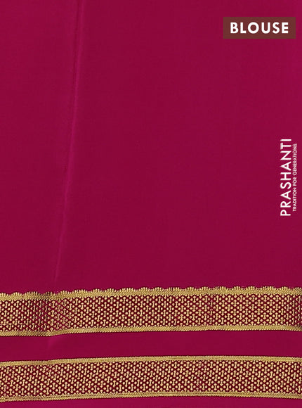 Pure mysore silk saree coffee brown and magenta pink with allover small zari checks & buttas and rettapet zari woven border