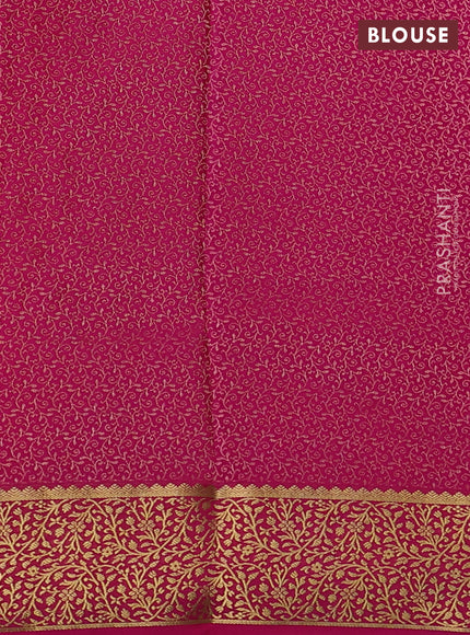 Pure mysore silk saree green and pink with allover zari woven buttas and zari wovenn border