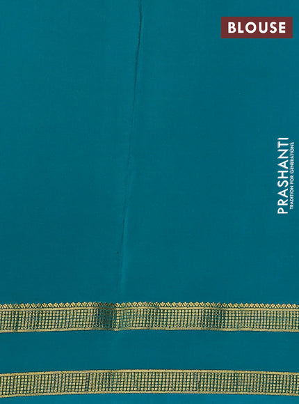 Pure mysore silk saree purple and teal green with allover zari checks & buttas and rettapet zari woven border