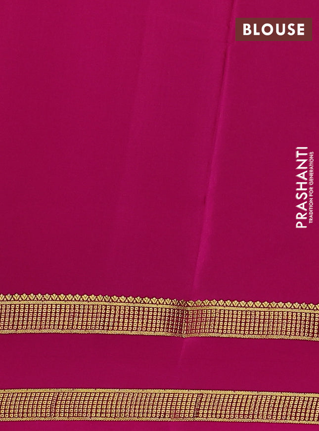 Pure mysore silk saree green and pink with allover zari checks & buttas and rettapet zari woven border