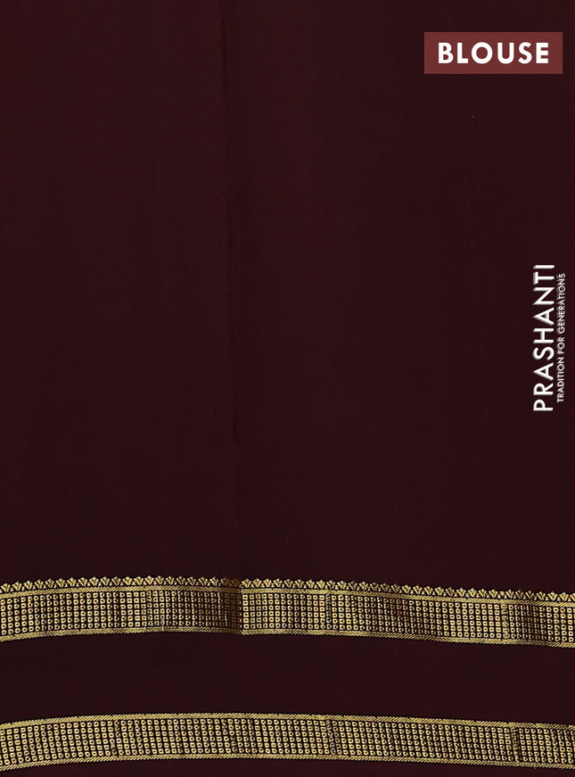 Pure mysore silk saree mustard yellow and coffee brown with allover zari checks & buttas and rettapet zari woven border