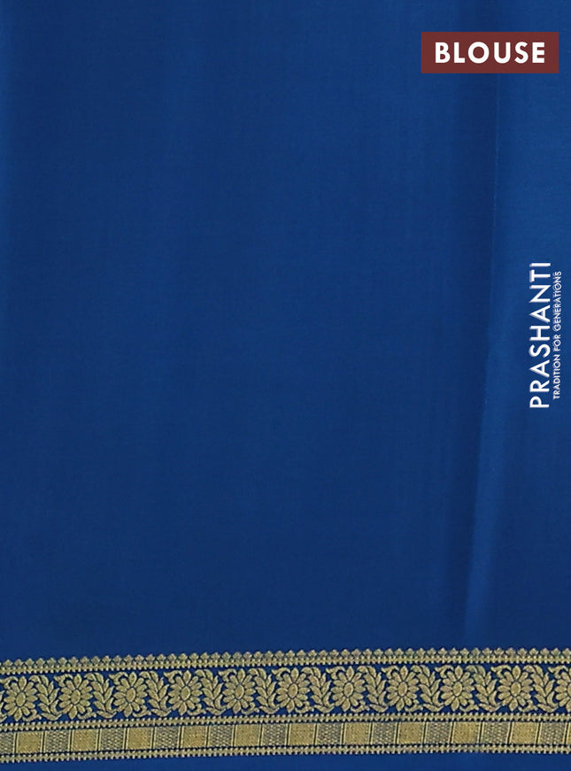 Pure mysore silk saree wine shade and peacock blue with allover zari checked pattern and zari woven border