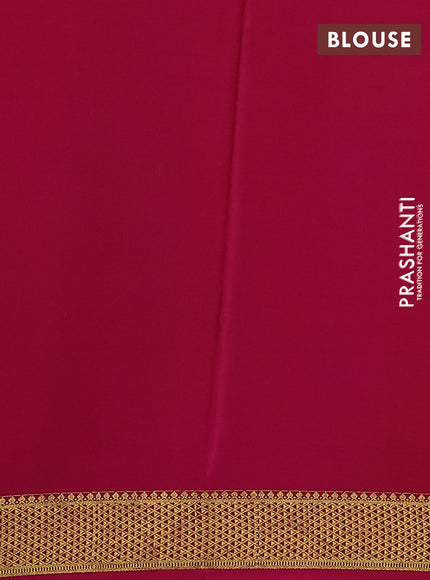 Pure mysore silk saree green and pink with allover zari checked pattern and zari woven border