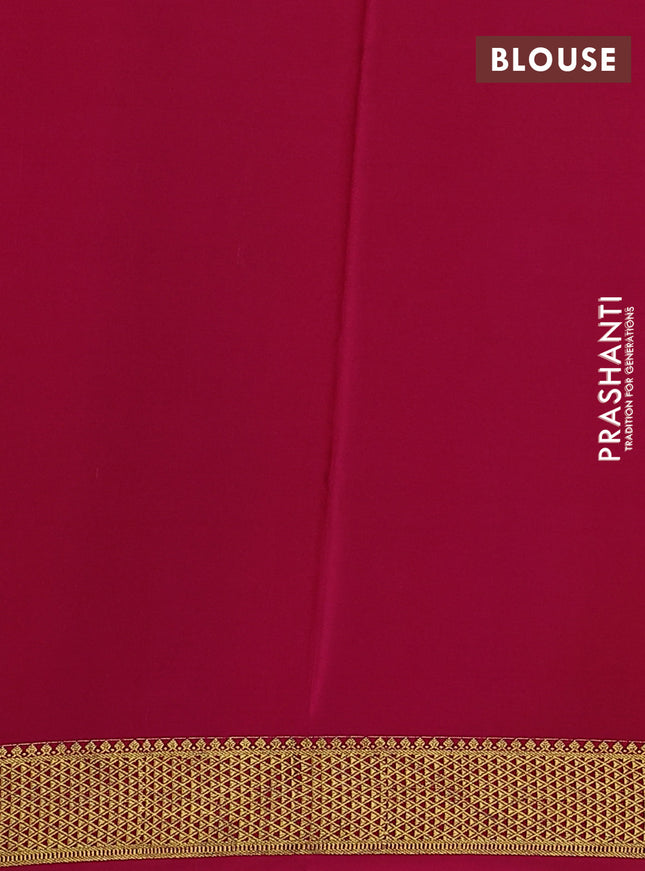 Pure mysore silk saree green and pink with allover zari checked pattern and zari woven border