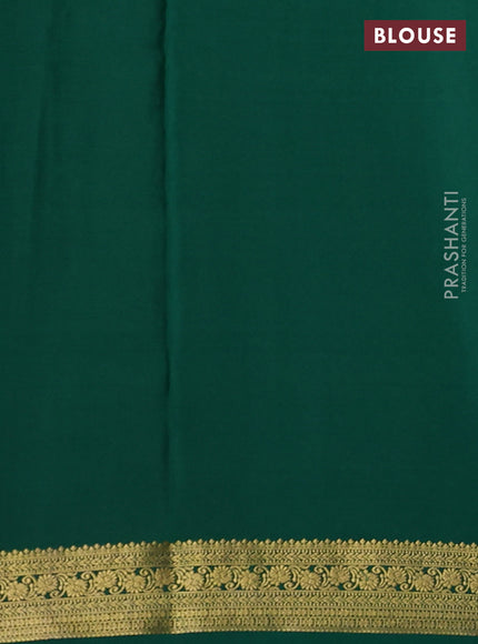 Pure mysore silk saree green with allover zari checked pattern and zari woven border