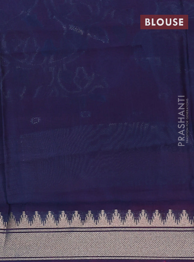 Munga crepe silk saree pink and peacock blue with zari woven buttas and rich thread & zari woven pallu