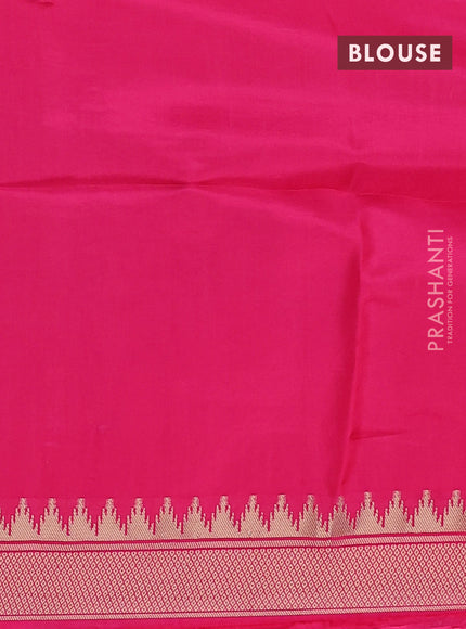 Munga crepe silk saree black and pink with zari woven buttas and rich thread & zari woven pallu