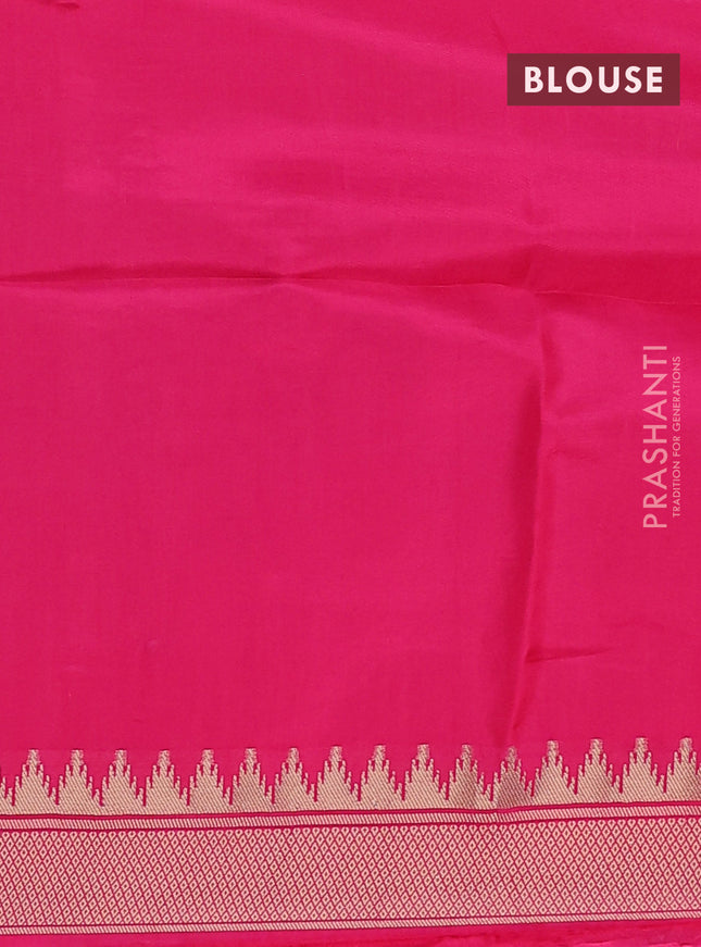 Munga crepe silk saree black and pink with zari woven buttas and rich thread & zari woven pallu