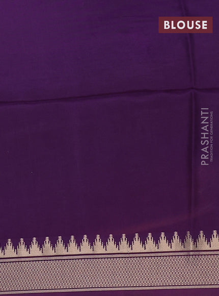 Munga crepe silk saree mustard yellow and violet with zari woven buttas and rich thread & zari woven pallu