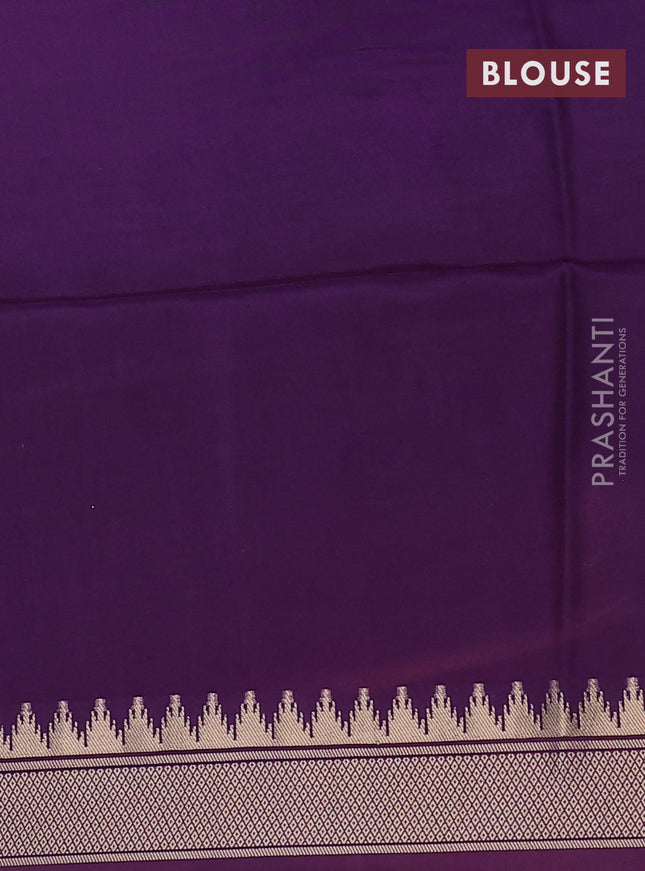 Munga crepe silk saree mustard yellow and violet with zari woven buttas and rich thread & zari woven pallu