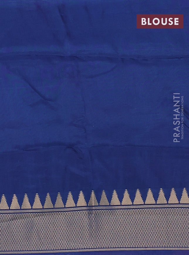 Munga crepe silk saree pink and peacock blue with zari woven buttas and rich thread & zari woven pallu