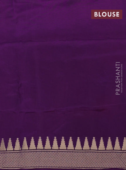 Munga crepe silk saree dark mustard and violet with zari woven buttas and rich thread & zari woven pallu