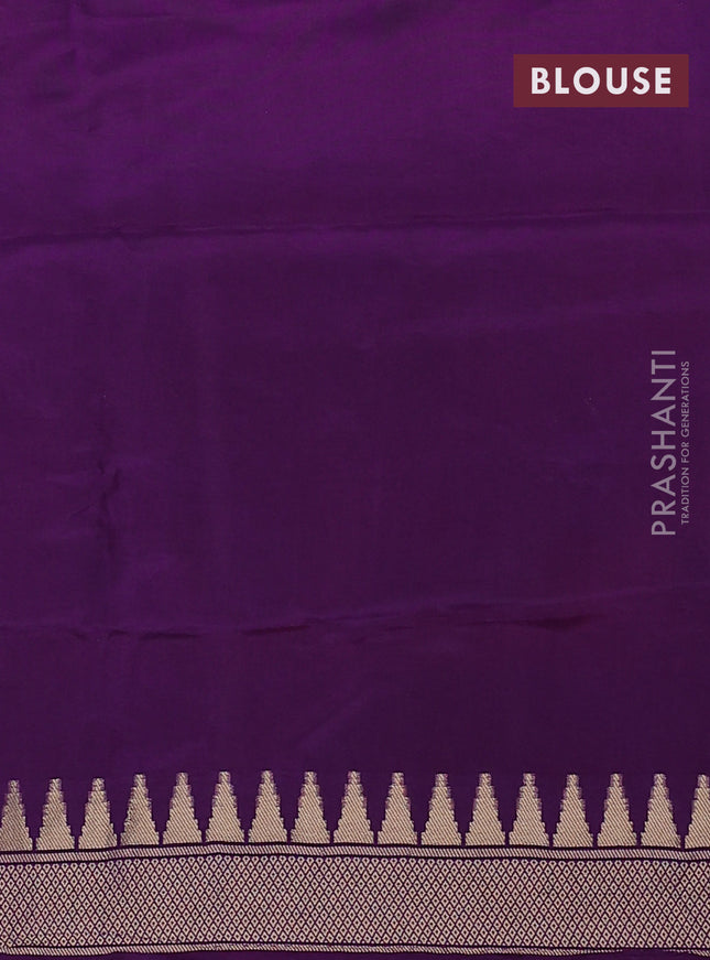 Munga crepe silk saree dark mustard and violet with zari woven buttas and rich thread & zari woven pallu