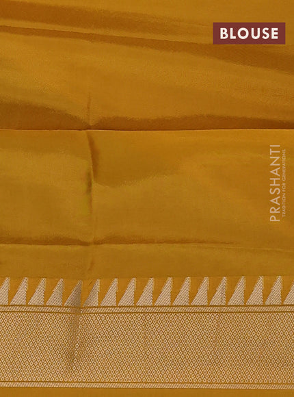 Munga crepe silk saree violet and mustard yellow with silver & gold zari woven buttas and rich zari woven pallu