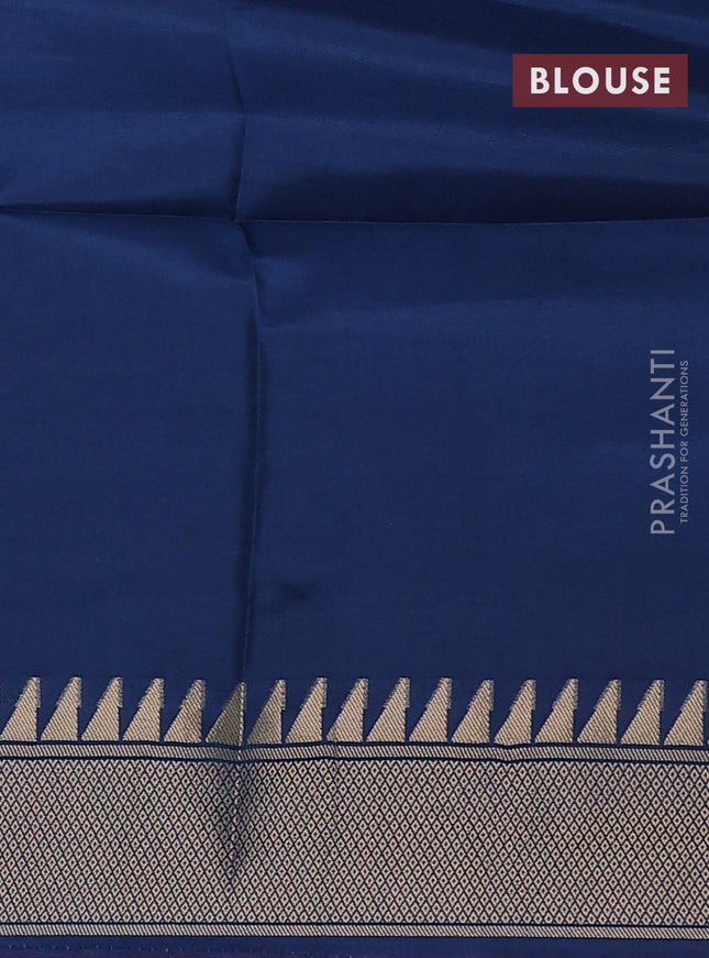 Munga crepe silk saree pink and peacock blue with silver & gold zari woven buttas and rich zari woven pallu