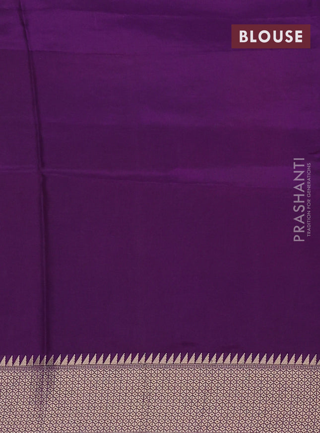 Munga crepe silk saree mustard yellow and violet with zari woven buttas and rich zari woven pallu