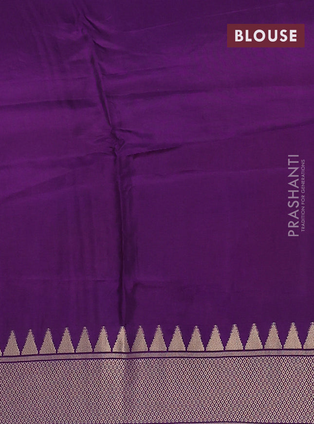 Munga crepe silk saree dark mustard and violet with zari woven buttas and rich thread & zari woven pallu