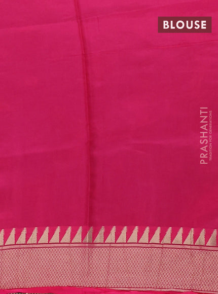 Munga crepe silk saree black and pink with zari woven buttas and rich thread & zari woven pallu