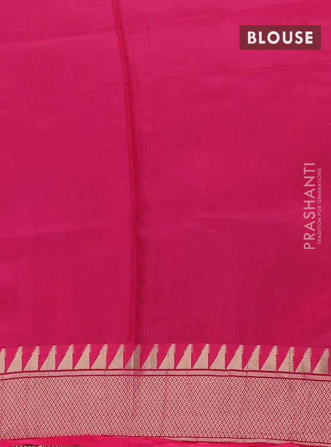 Munga crepe silk saree black and pink with zari woven buttas and rich thread & zari woven pallu