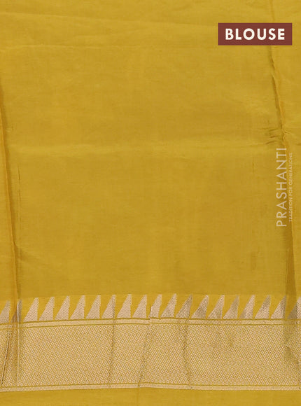 Munga crepe silk saree violet and mustard yellow with zari woven buttas and rich thread & zari woven pallu