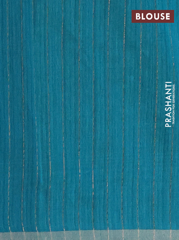 Banarasi semi matka saree teal green with thread & silver zari woven buttas and woven border