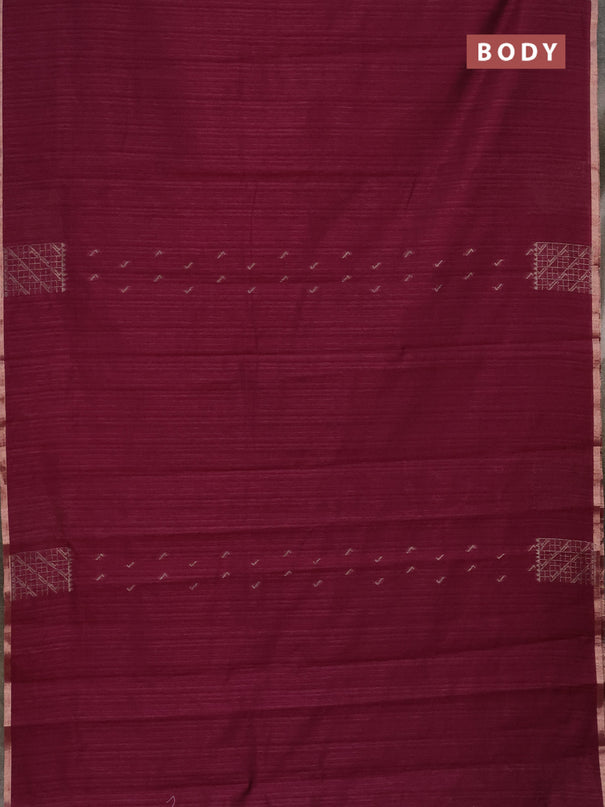 Banarasi semi matka saree wine shade with thread & silver zari woven buttas and woven border