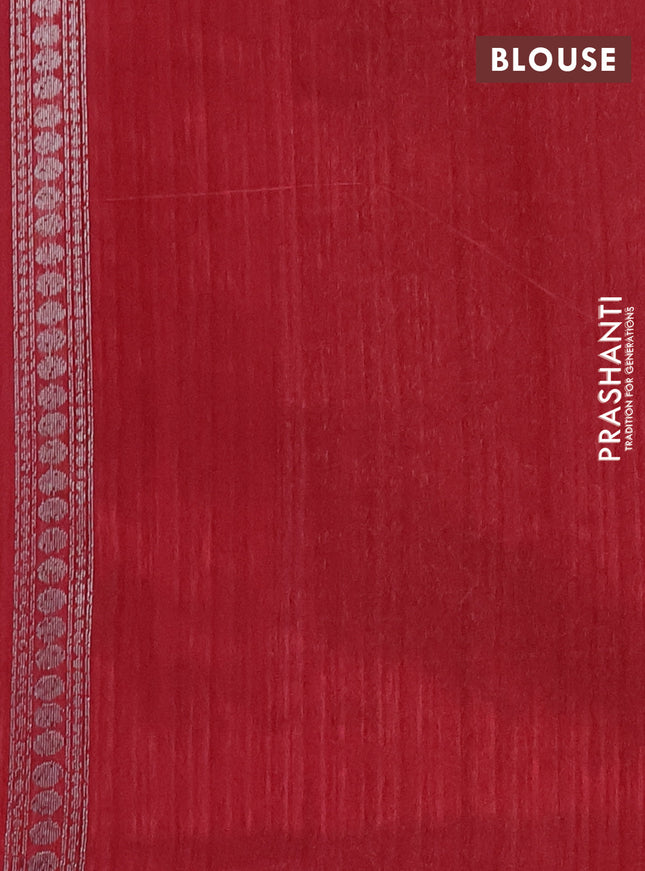 Banarasi semi matka saree maroon with thread & silver zari woven buttas and zari woven piping border