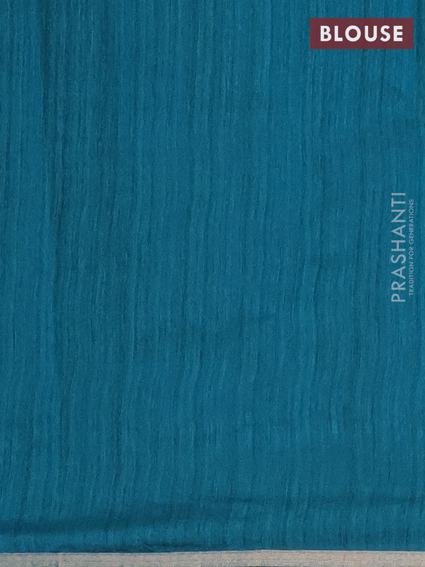 Banarasi semi matka saree teal green shade with thread & silver zari woven buttas and zari woven piping border