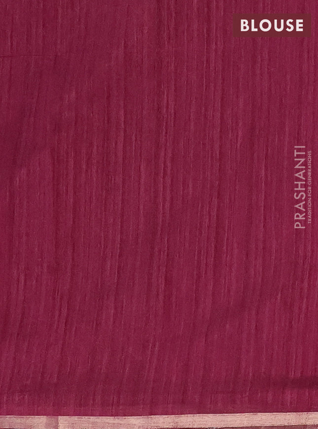 Banarasi semi matka saree wine shade with thread & silver zari woven buttas and zari woven piping border