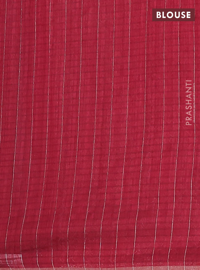 Banarasi semi matka saree maroon with silver & gold zari woven buttas and zari woven piping border