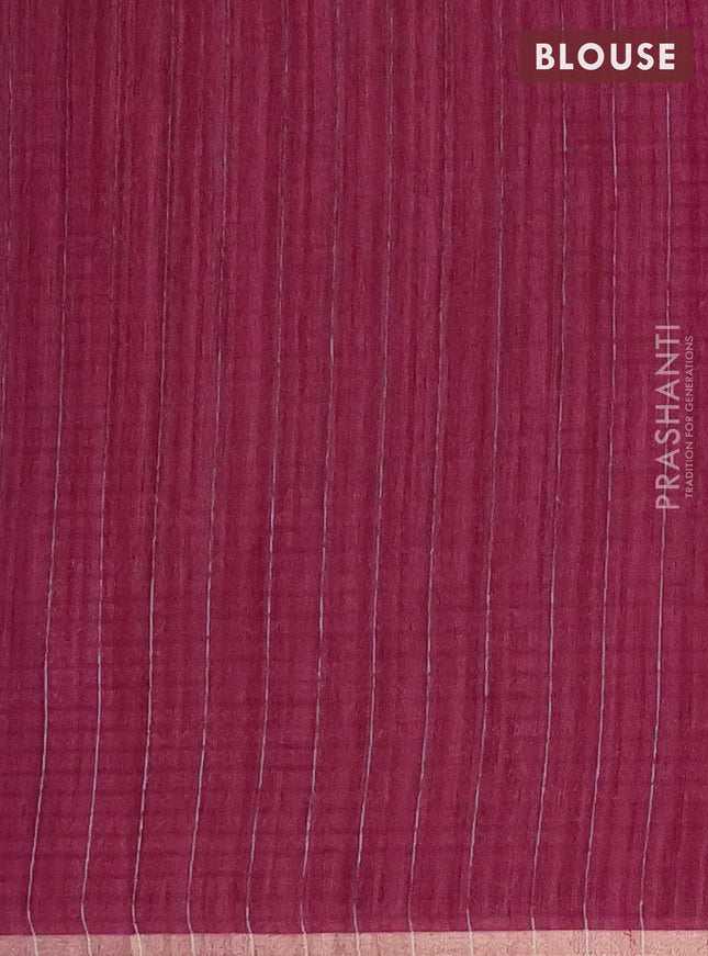 Banarasi semi matka saree wine shade with silver & gold zari woven buttas and zari woven piping border