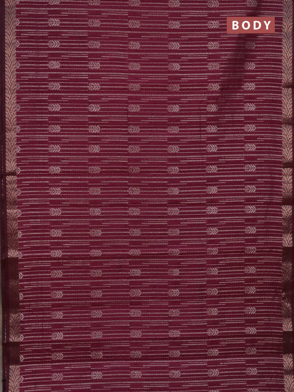 Banarasi semi matka saree wine shade with allover thread & silver zari weaves and woven border