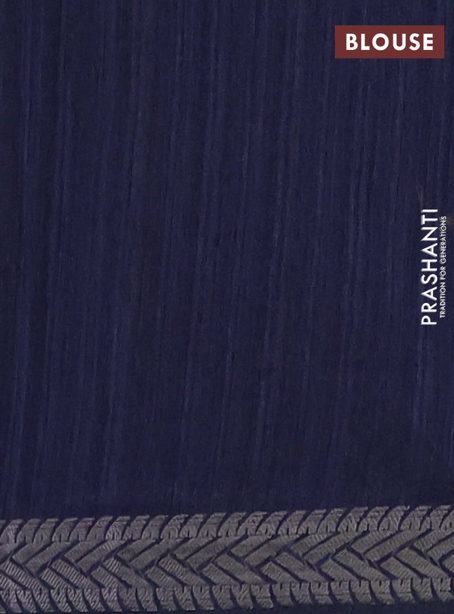 Banarasi semi matka saree navy blue with allover thread & silver zari weaves and woven border