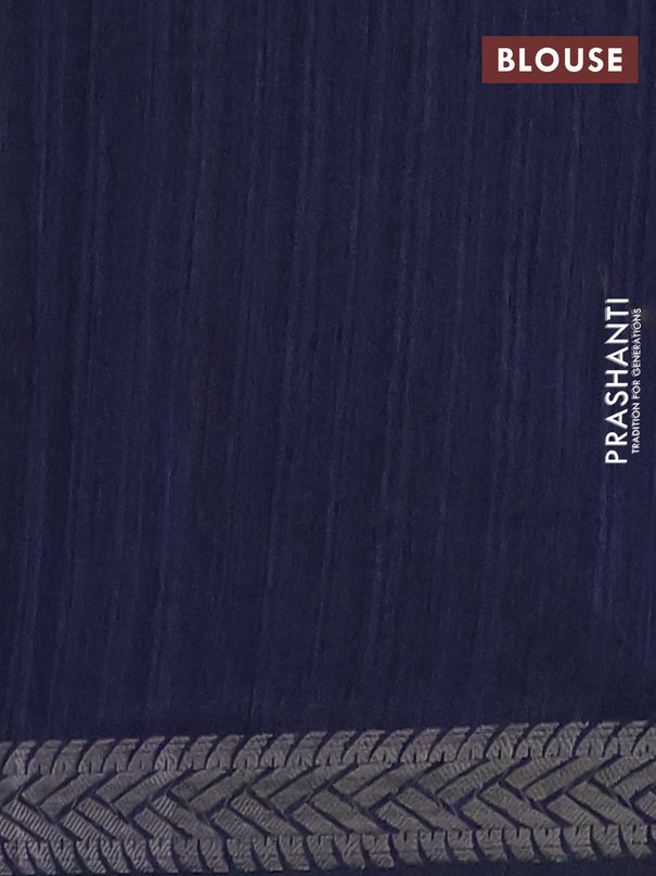 Banarasi semi matka saree navy blue with allover thread & silver zari weaves and woven border