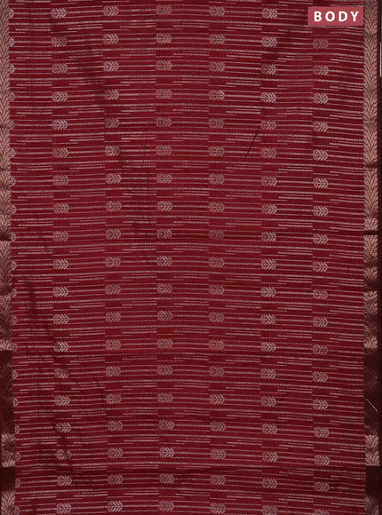 Banarasi semi matka saree maroon with allover thread & silver zari weaves and woven border