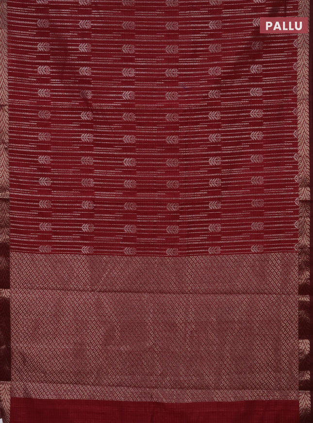 Banarasi semi matka saree maroon with allover thread & silver zari weaves and woven border