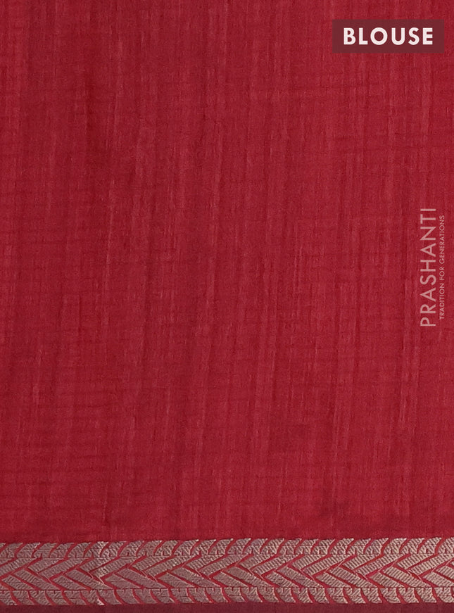 Banarasi semi matka saree maroon with allover thread & silver zari weaves and woven border