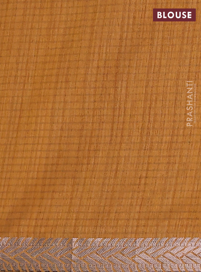 Banarasi semi matka saree dark mustard with allover thread & silver zari weaves and woven border