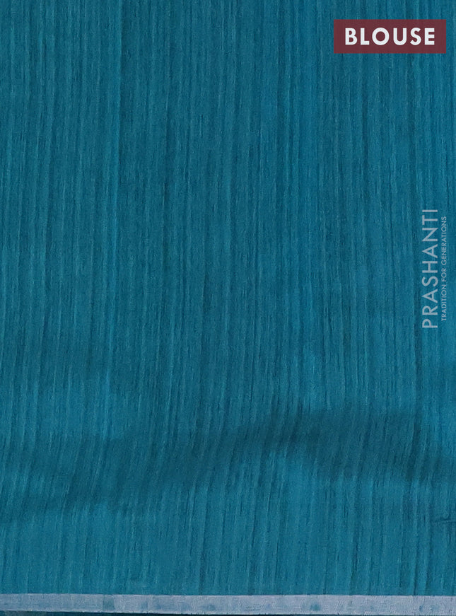 Banarasi semi matka saree teal green with silver & gold geometric weaves and zari woven piping border