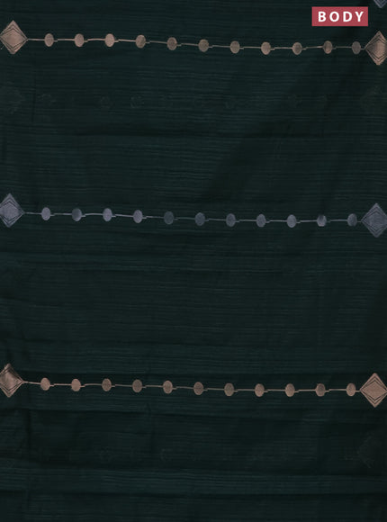 Banarasi semi matka saree bottle green with silver & gold geometric weaves and zari woven piping border