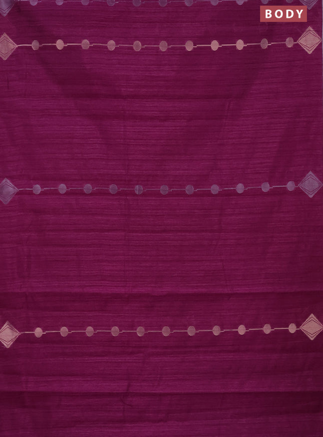 Banarasi semi matka saree purple with silver & gold geometric weaves and zari woven piping border