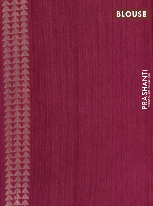 Banarasi semi matka saree wine shade with silver & gold zari woven buttas and zari woven piping border