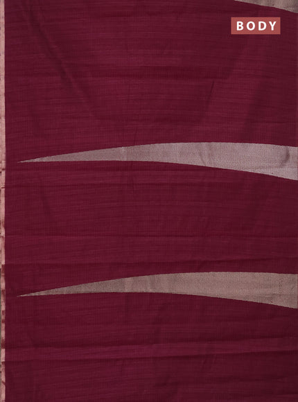 Banarasi semi matka saree wine shade with allover thread & silver zari stripe pattern and zari woven piping border