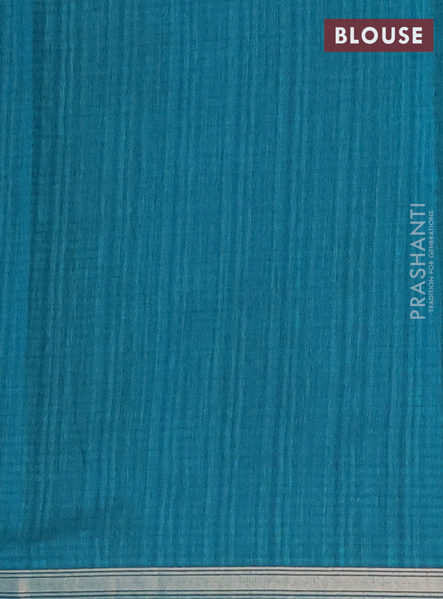 Banarasi semi matka saree teal green with silver & gold zari woven buttas and zari woven piping border