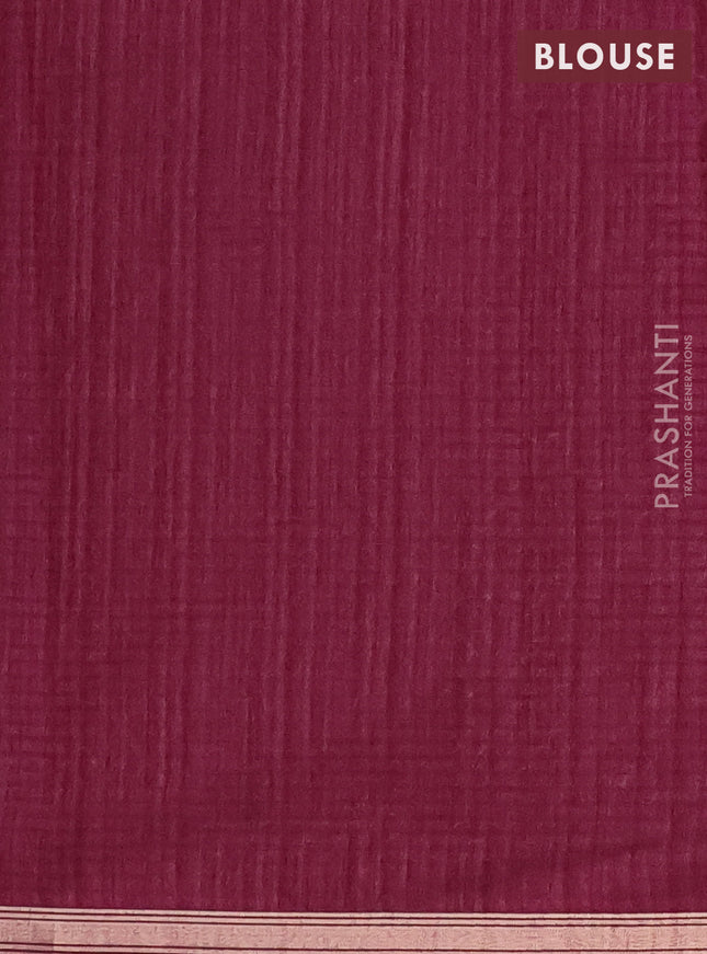 Banarasi semi matka saree wine shade with silver & gold zari woven buttas and zari woven piping border