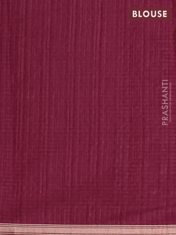 Banarasi semi matka saree wine shade with silver & gold zari woven buttas and zari woven piping border