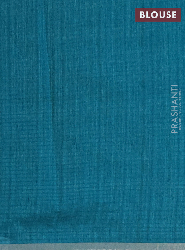 Banarasi semi matka saree teal green with silver & gold zari woven buttas and zari woven butta border