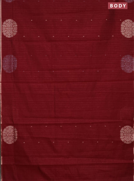 Banarasi semi matka saree maroon with silver & gold zari woven buttas and zari woven butta border