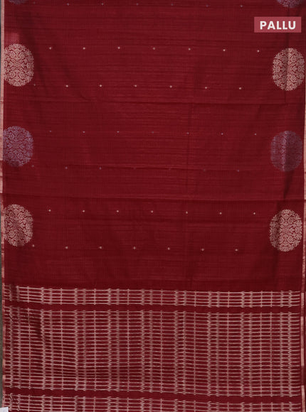 Banarasi semi matka saree maroon with silver & gold zari woven buttas and zari woven butta border